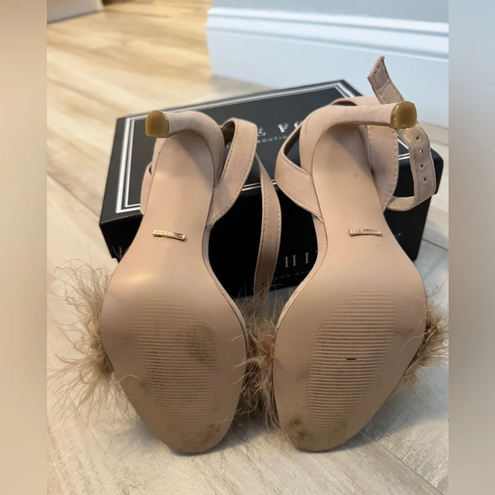 Sexy Tan Heels with Feather Detail - Picture 8 of 9
